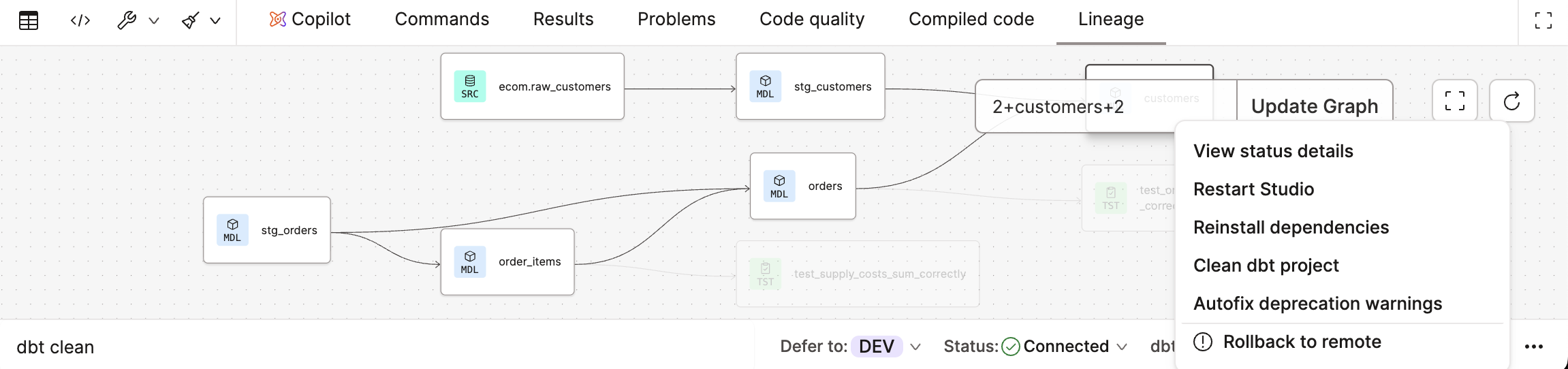 Access the Studio IDE options menu to autofix deprecation warnings